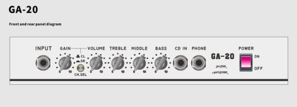 GA-20 Portable Audio Guitar Amplifier - Treble Middle Bass - Acoustic Ukulele Speaker - Image 3
