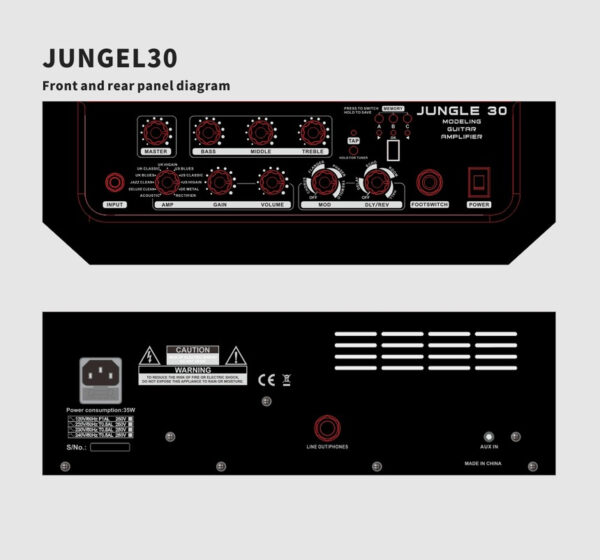 Jungel-30 Portable Audio Guitar 30W Amplifier with 3 Brand Equalizer Master AC OUT - Image 4