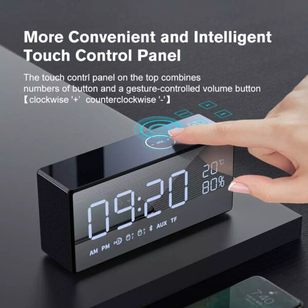 TEC-BS95 Portable Wireless Bluetooth 5.0 Mini Cyber Speaker with LED Digital Clock - Image 3